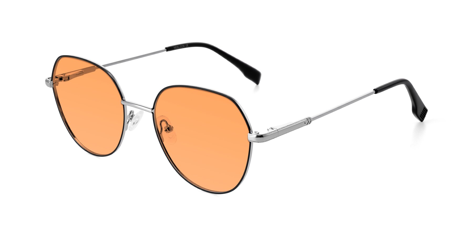 Angle of Deva in Black/Silver with Medium Orange Tinted Lenses