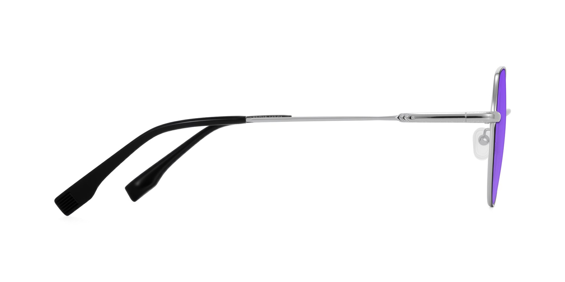 Side of Deva in Black/Silver with Purple Tinted Lenses