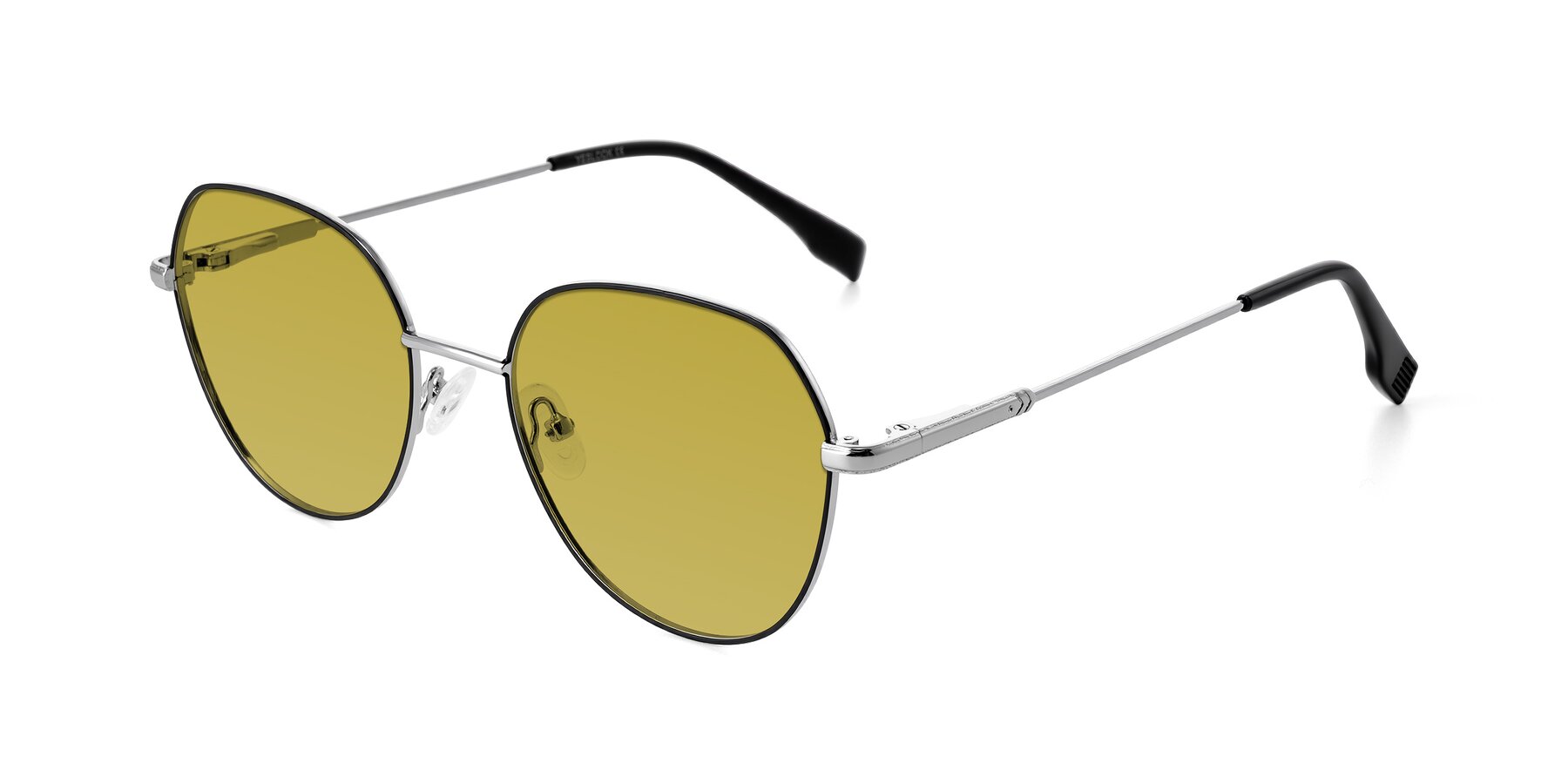 Angle of Deva in Black/Silver with Champagne Tinted Lenses