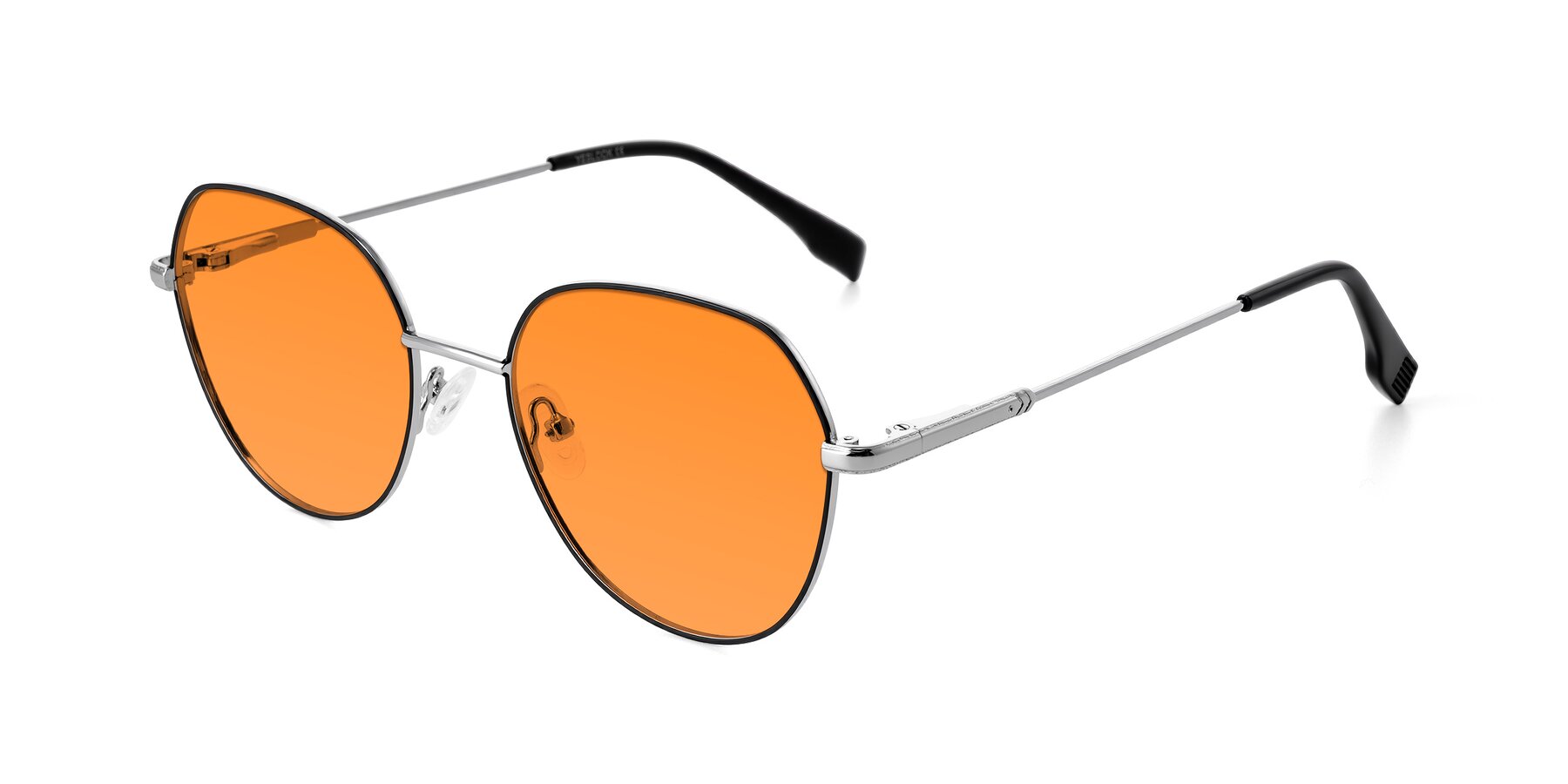 Angle of Deva in Black/Silver with Orange Tinted Lenses