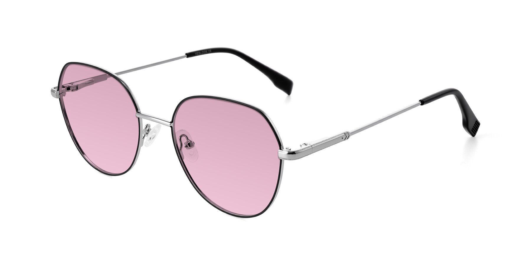 Angle of Deva in Black/Silver with Light Wine Tinted Lenses
