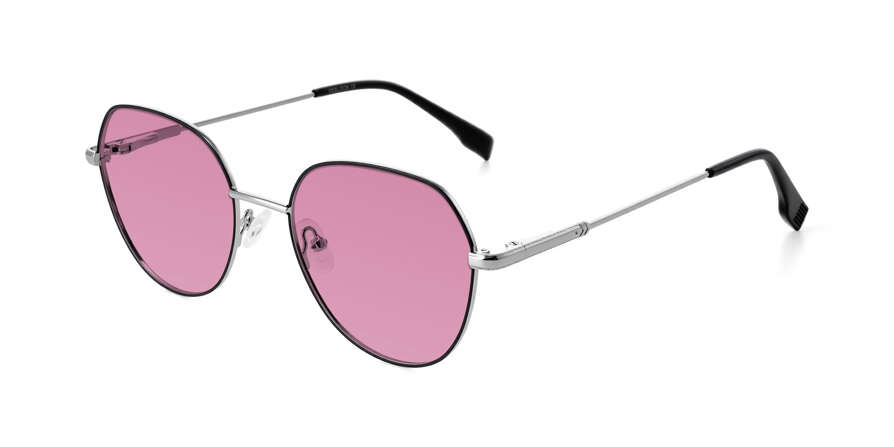 Angle of Deva in Black/Silver with Medium Wine Tinted Lenses