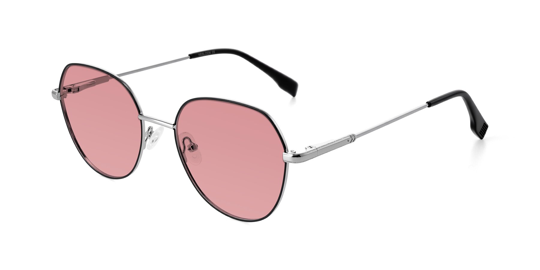 Angle of Deva in Black/Silver with Medium Garnet Tinted Lenses