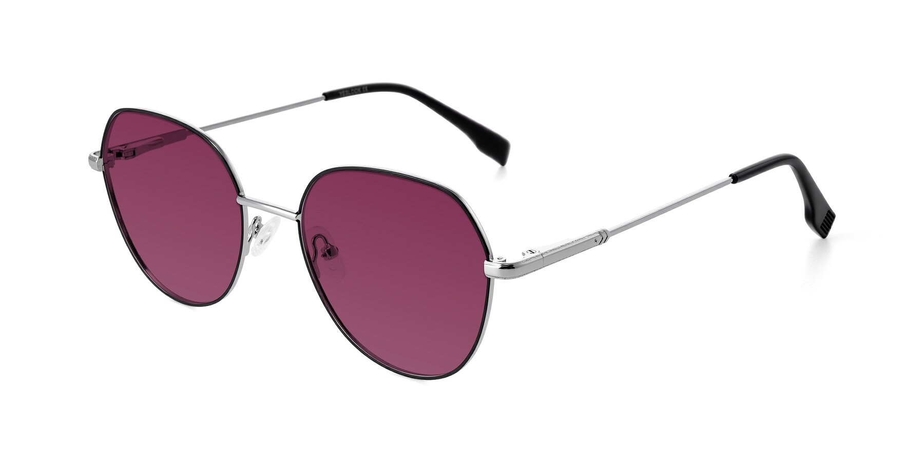 Angle of Deva in Black/Silver with Wine Tinted Lenses