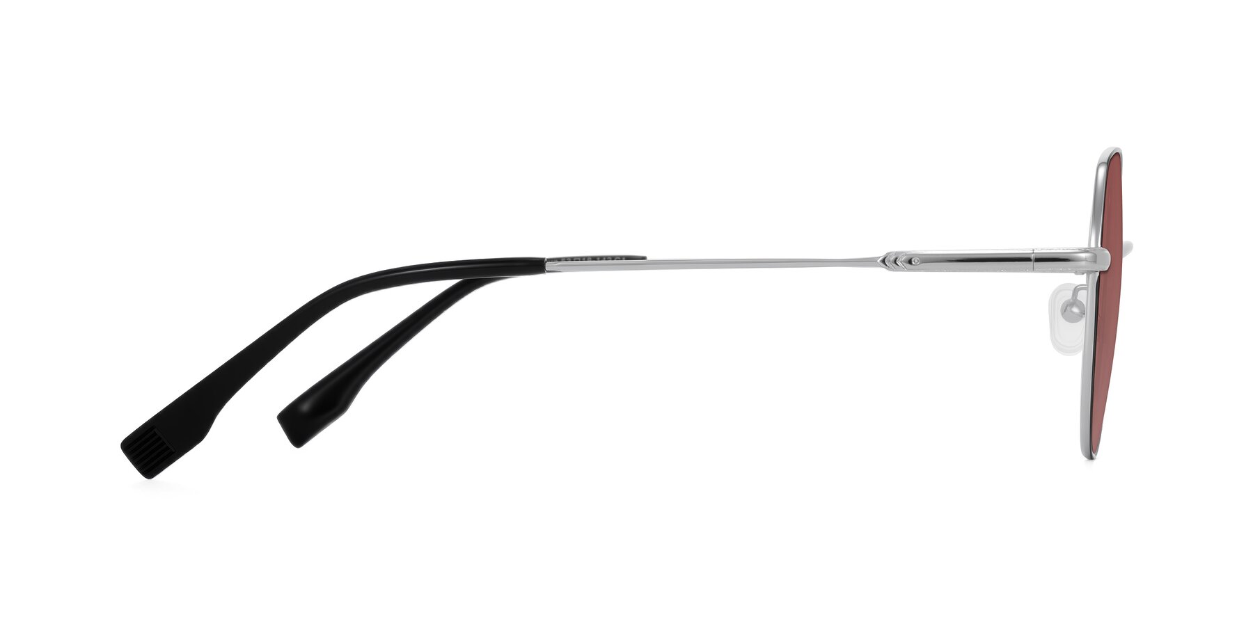 Side of Deva in Black/Silver with Garnet Tinted Lenses