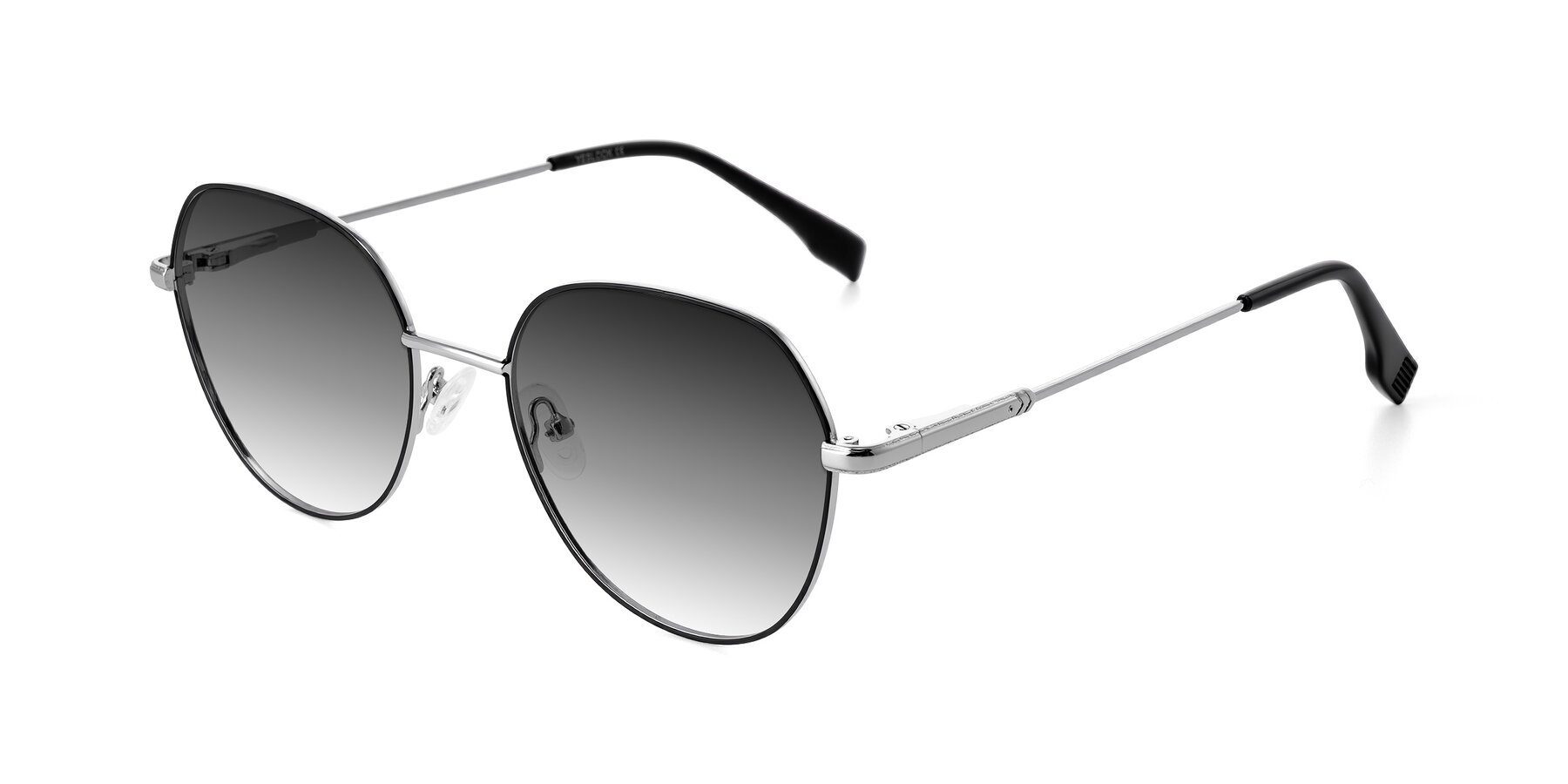 Angle of Deva in Black/Silver with Gray Gradient Lenses