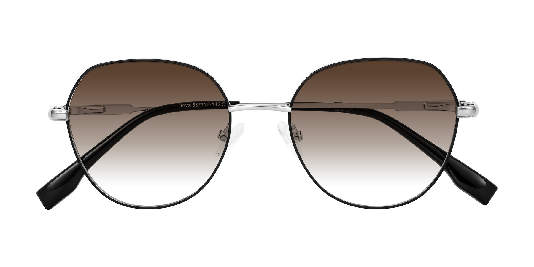 Folded Front of Deva in Black/Silver with Brown Gradient Lenses