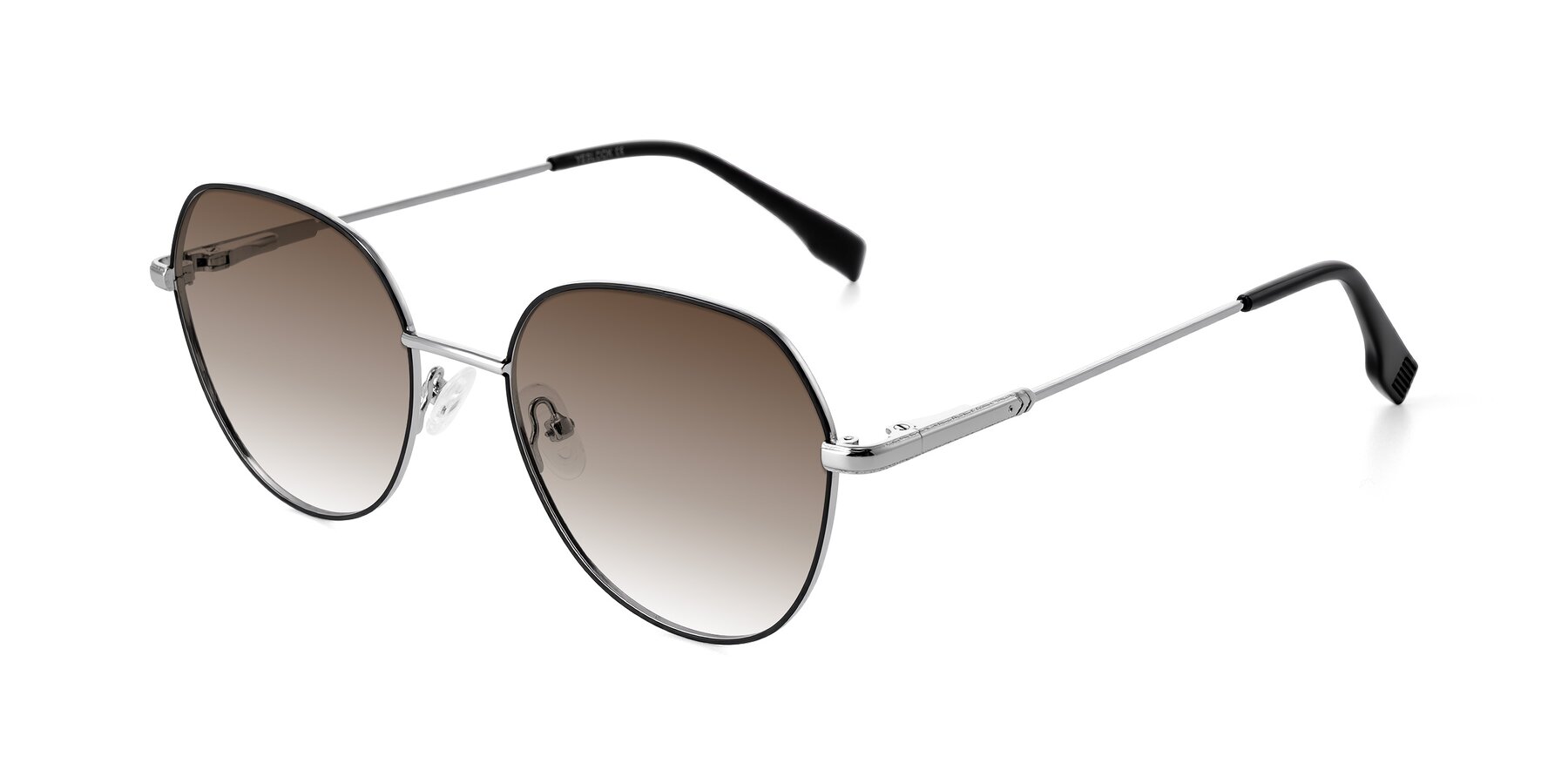 Angle of Deva in Black/Silver with Brown Gradient Lenses
