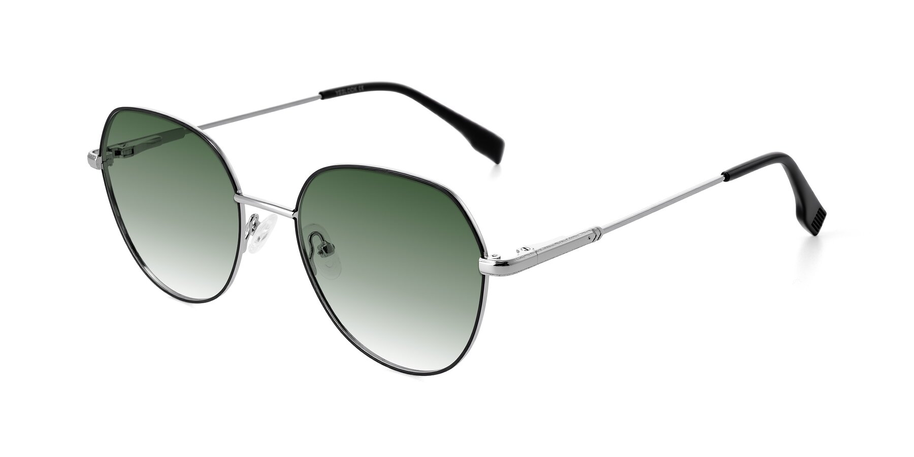 Angle of Deva in Black/Silver with Green Gradient Lenses