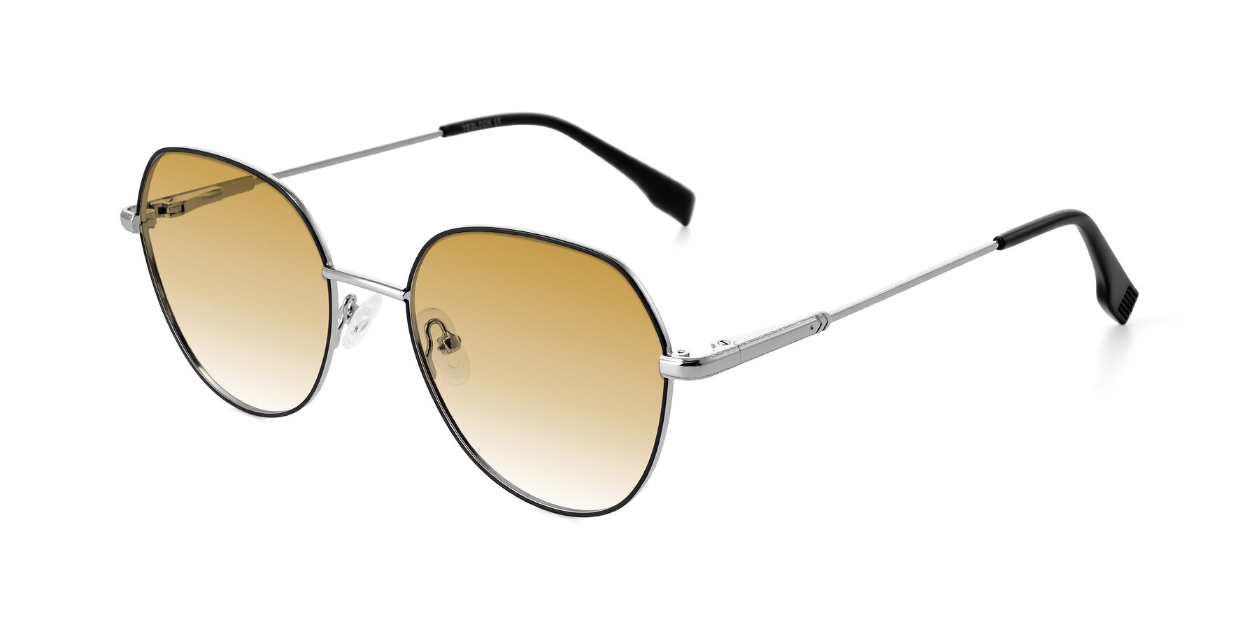 Angle of Deva in Black/Silver with Champagne Gradient Lenses