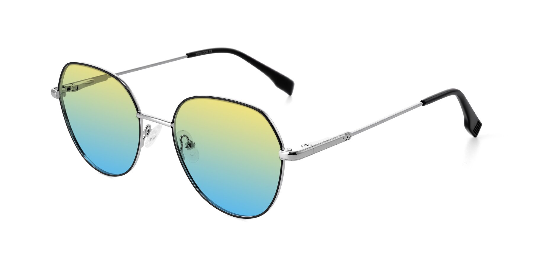 Angle of Deva in Black/Silver with Yellow / Blue Gradient Lenses