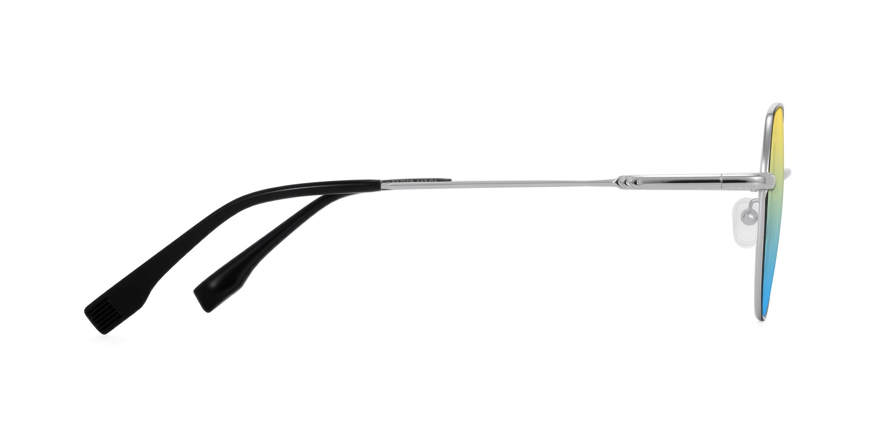 Side of Deva in Black/Silver with Yellow / Blue Gradient Lenses