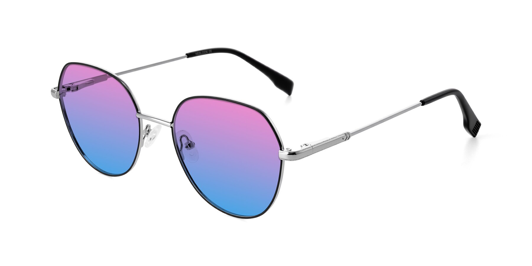Angle of Deva in Black/Silver with Pink / Blue Gradient Lenses