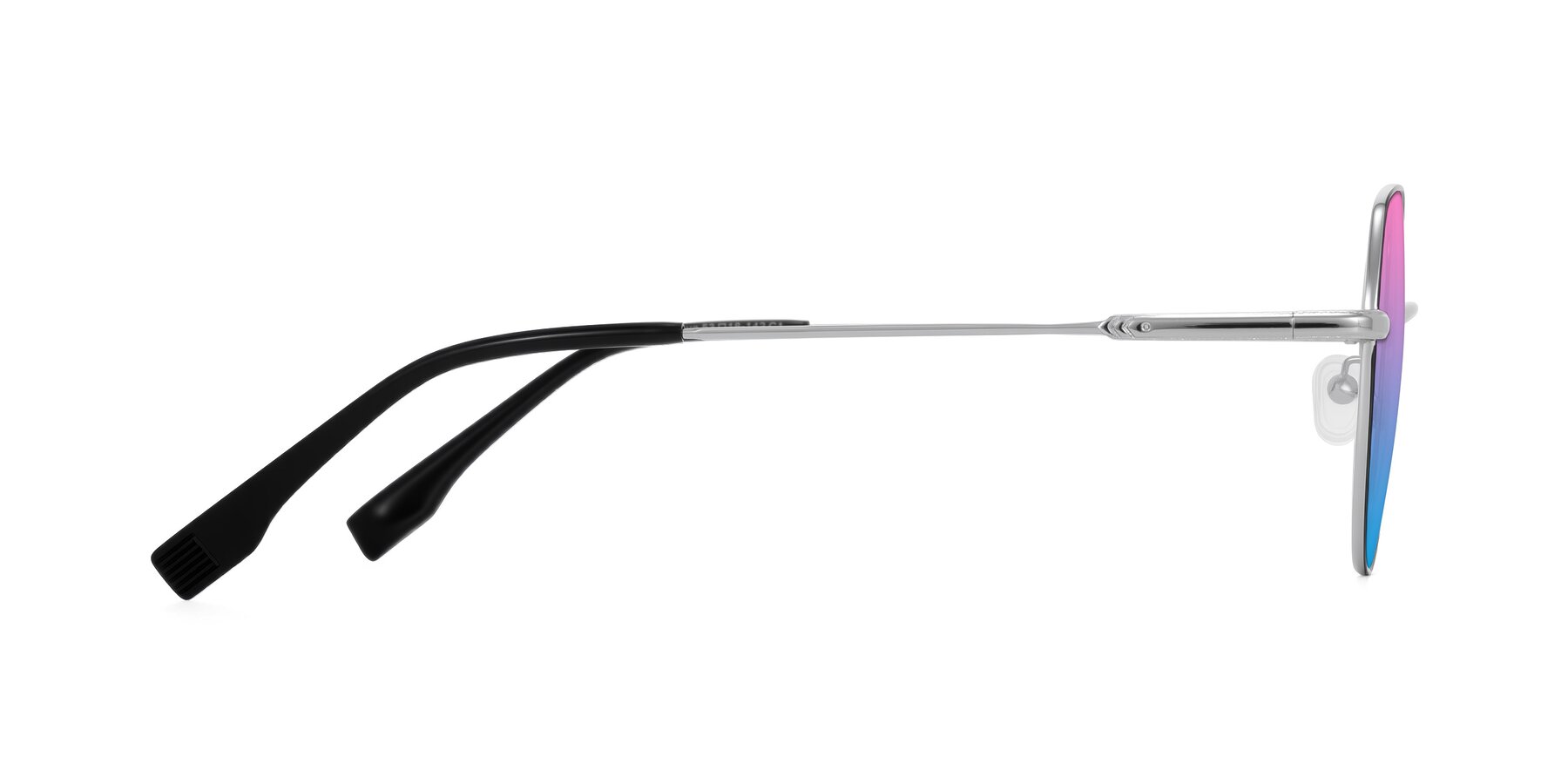 Side of Deva in Black/Silver with Pink / Blue Gradient Lenses