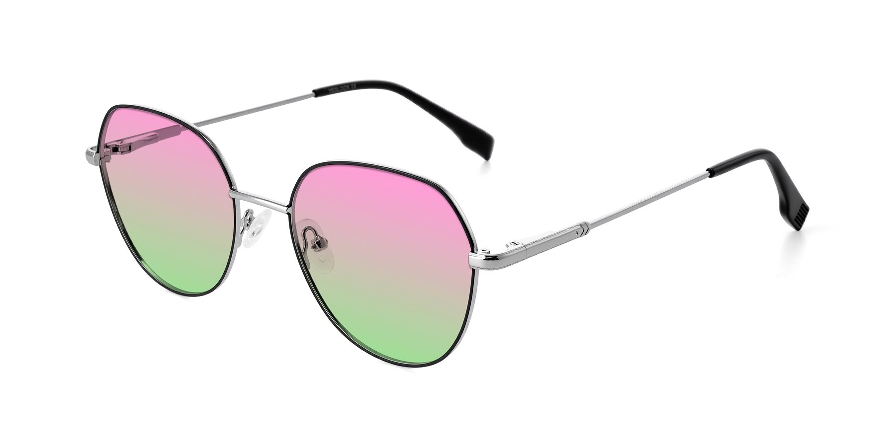 Angle of Deva in Black/Silver with Pink / Green Gradient Lenses