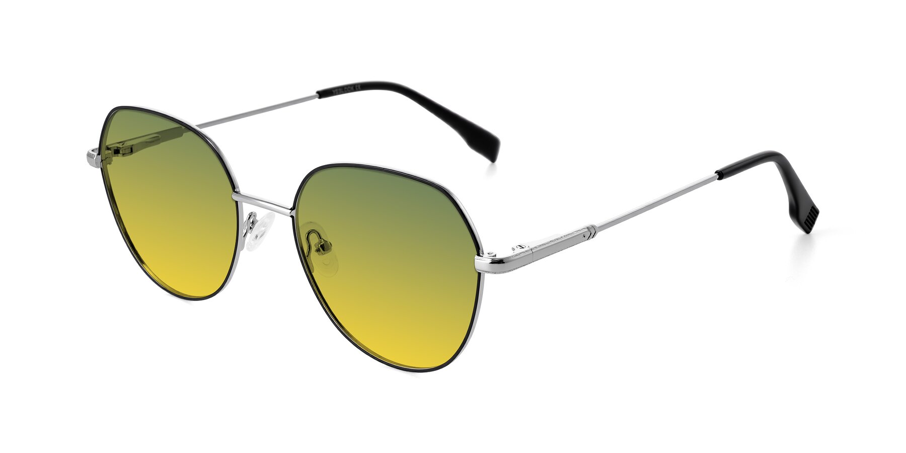 Angle of Deva in Black/Silver with Green / Yellow Gradient Lenses