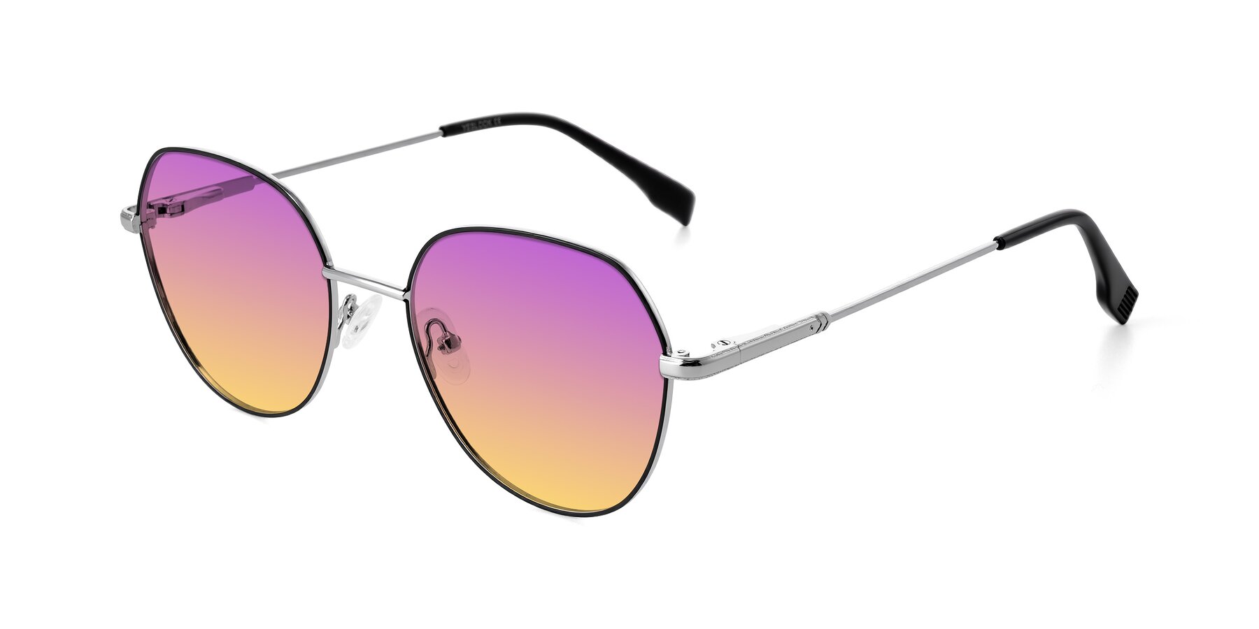 Angle of Deva in Black/Silver with Purple / Yellow Gradient Lenses