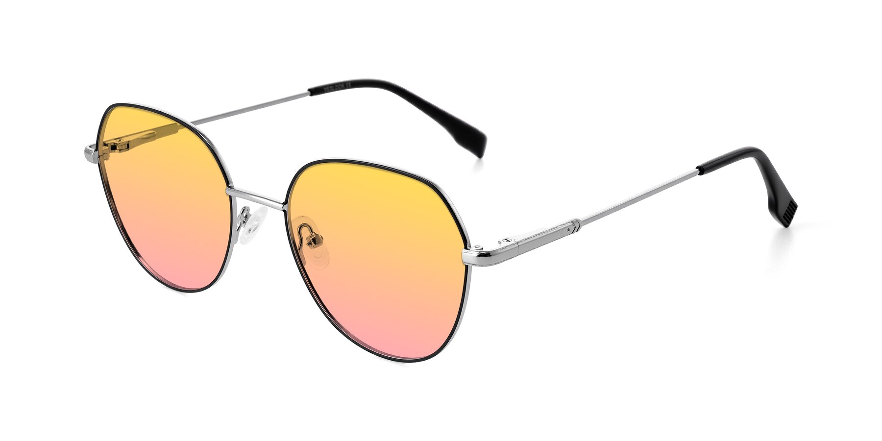 Angle of Deva in Black/Silver with Yellow / Pink Gradient Lenses