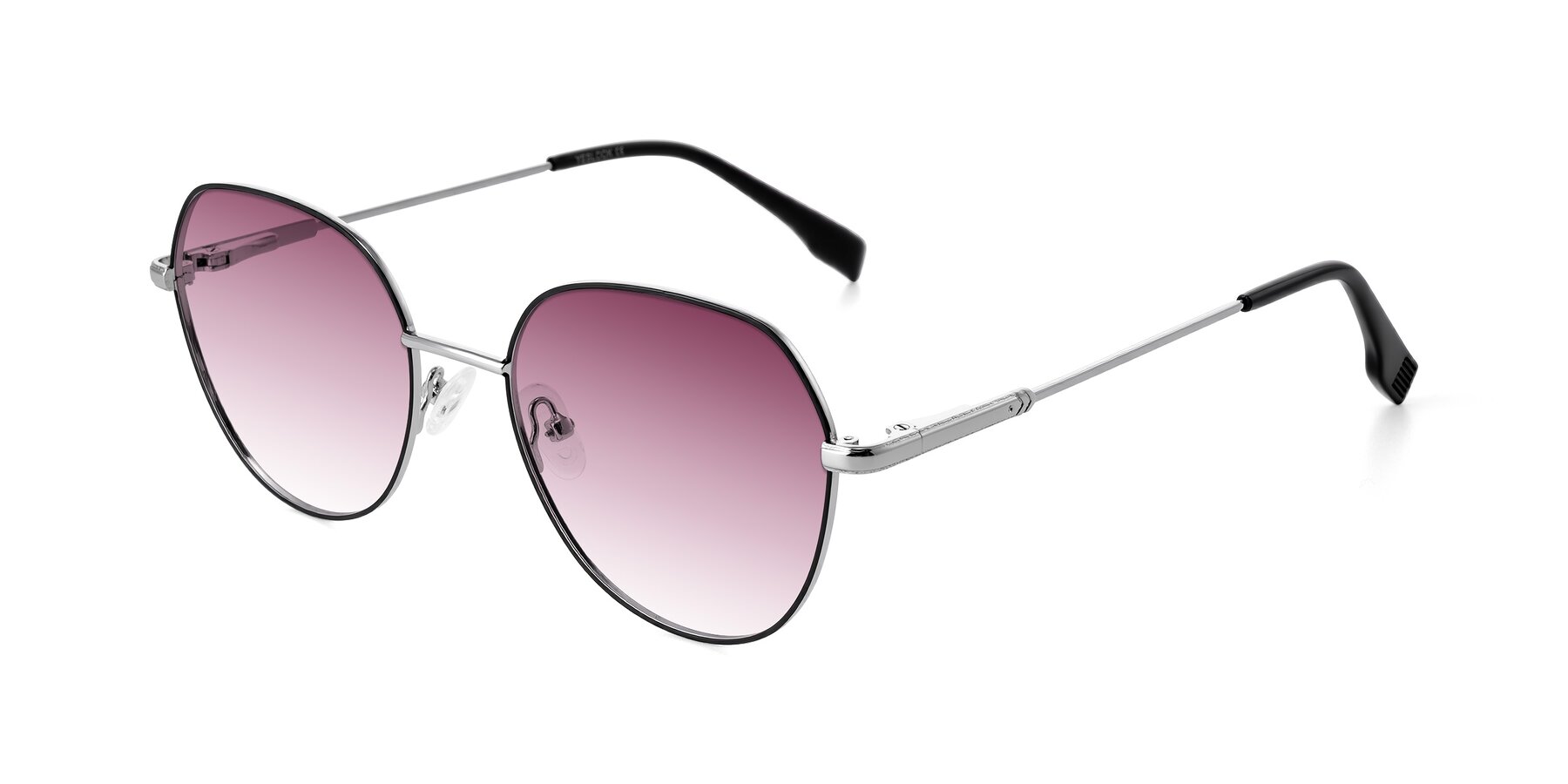 Angle of Deva in Black/Silver with Wine Gradient Lenses