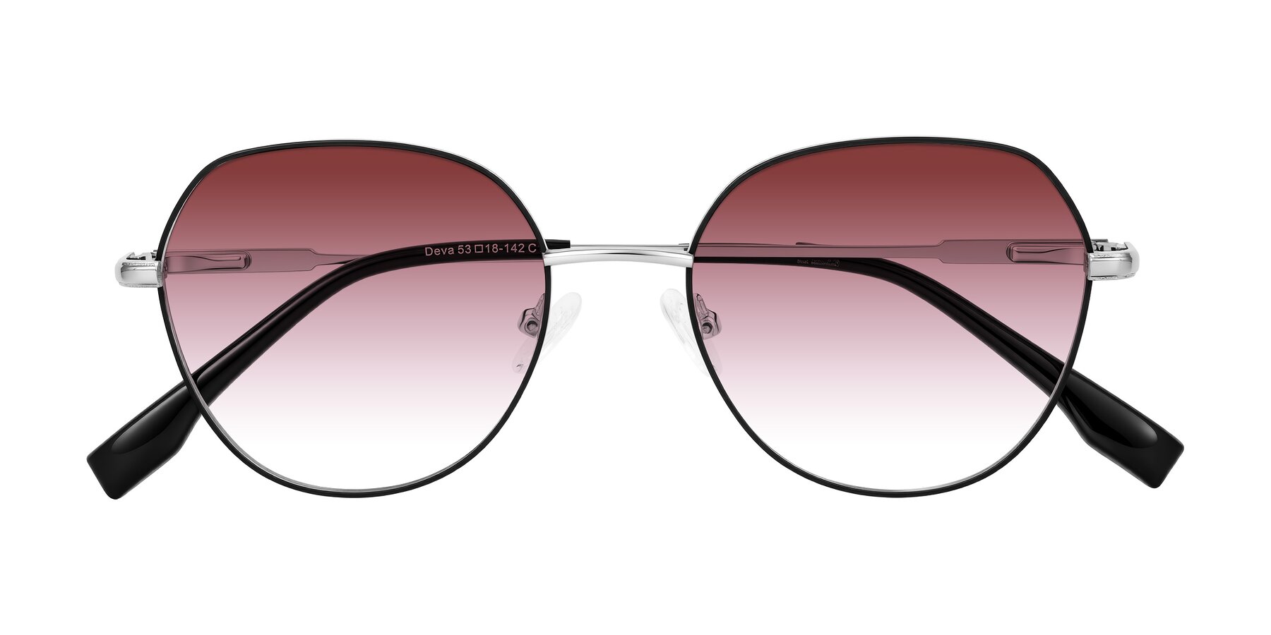 Folded Front of Deva in Black/Silver with Garnet Gradient Lenses