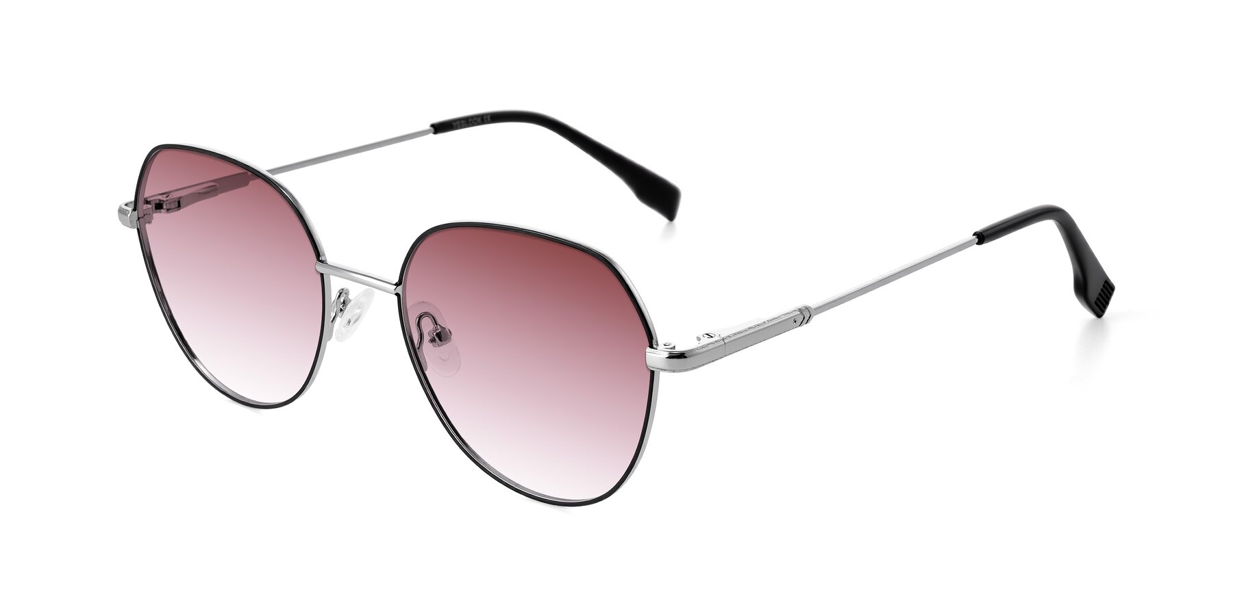 Angle of Deva in Black/Silver with Garnet Gradient Lenses