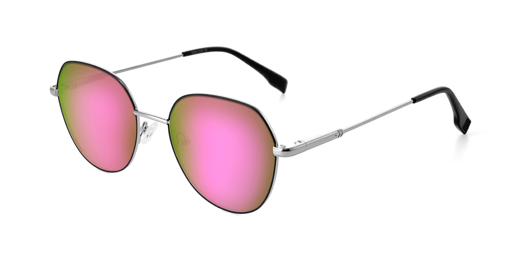 Angle of Deva in Black/Silver with Pink Mirrored Lenses