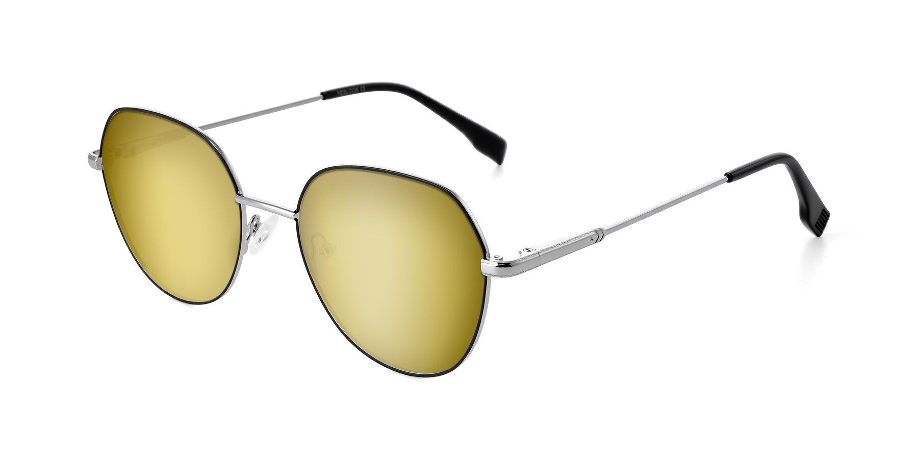 Angle of Deva in Black/Silver with Gold Mirrored Lenses