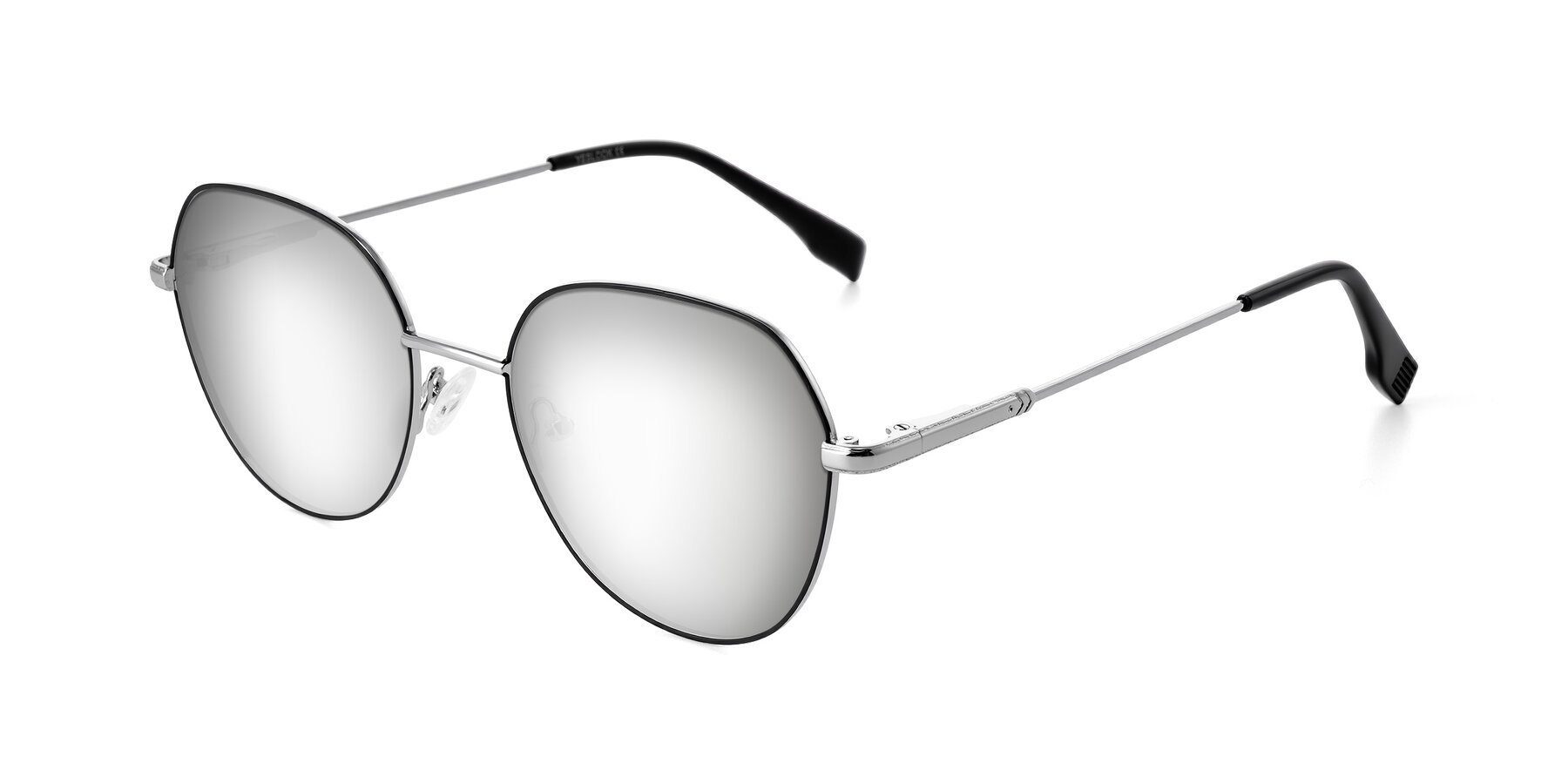 Angle of Deva in Black/Silver with Silver Mirrored Lenses