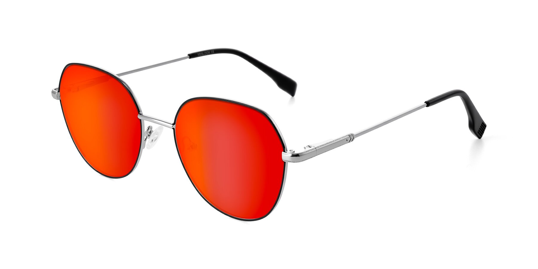 Angle of Deva in Black/Silver with Red Gold Mirrored Lenses