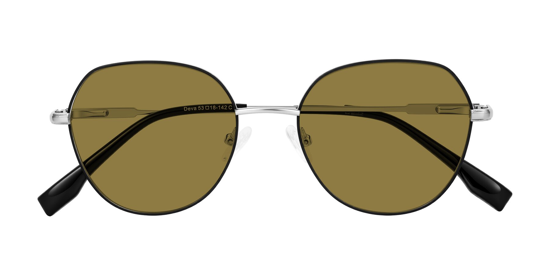 Folded Front of Deva in Black/Silver with Brown Polarized Lenses