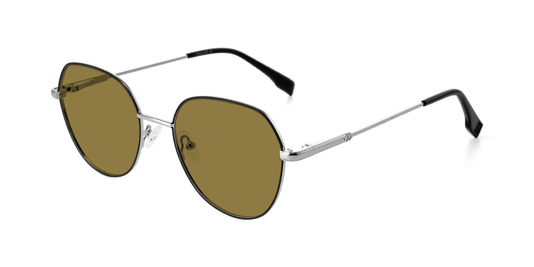 Angle of Deva in Black/Silver with Brown Polarized Lenses