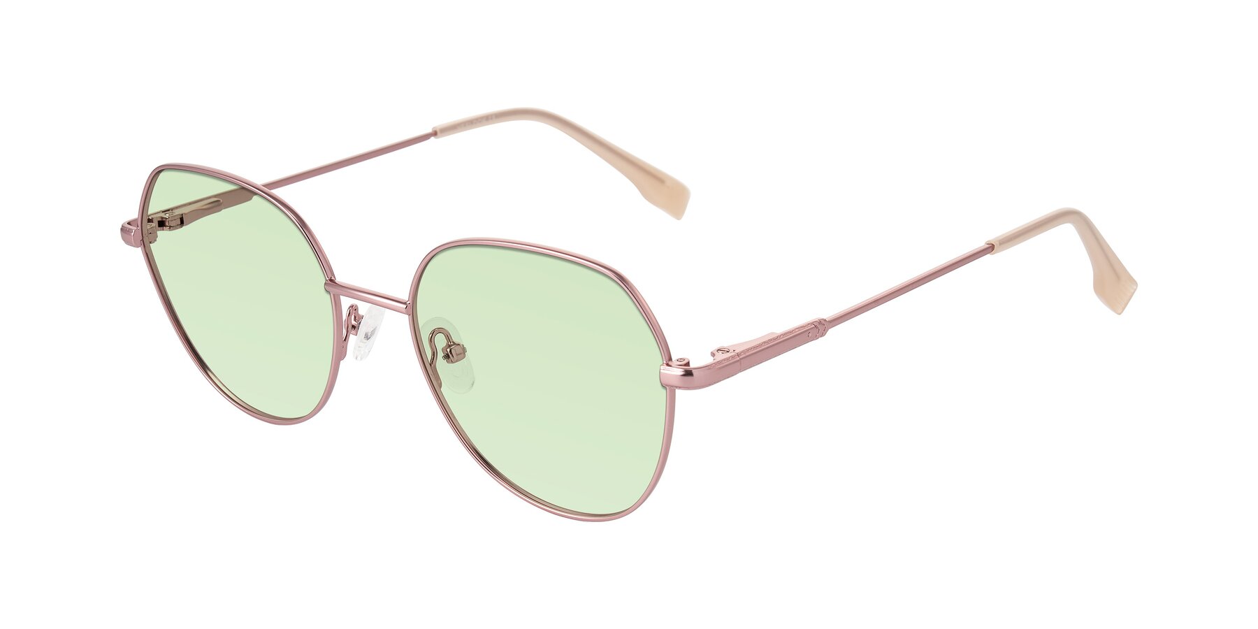 Angle of Deva in Rose Gold with Light Green Tinted Lenses