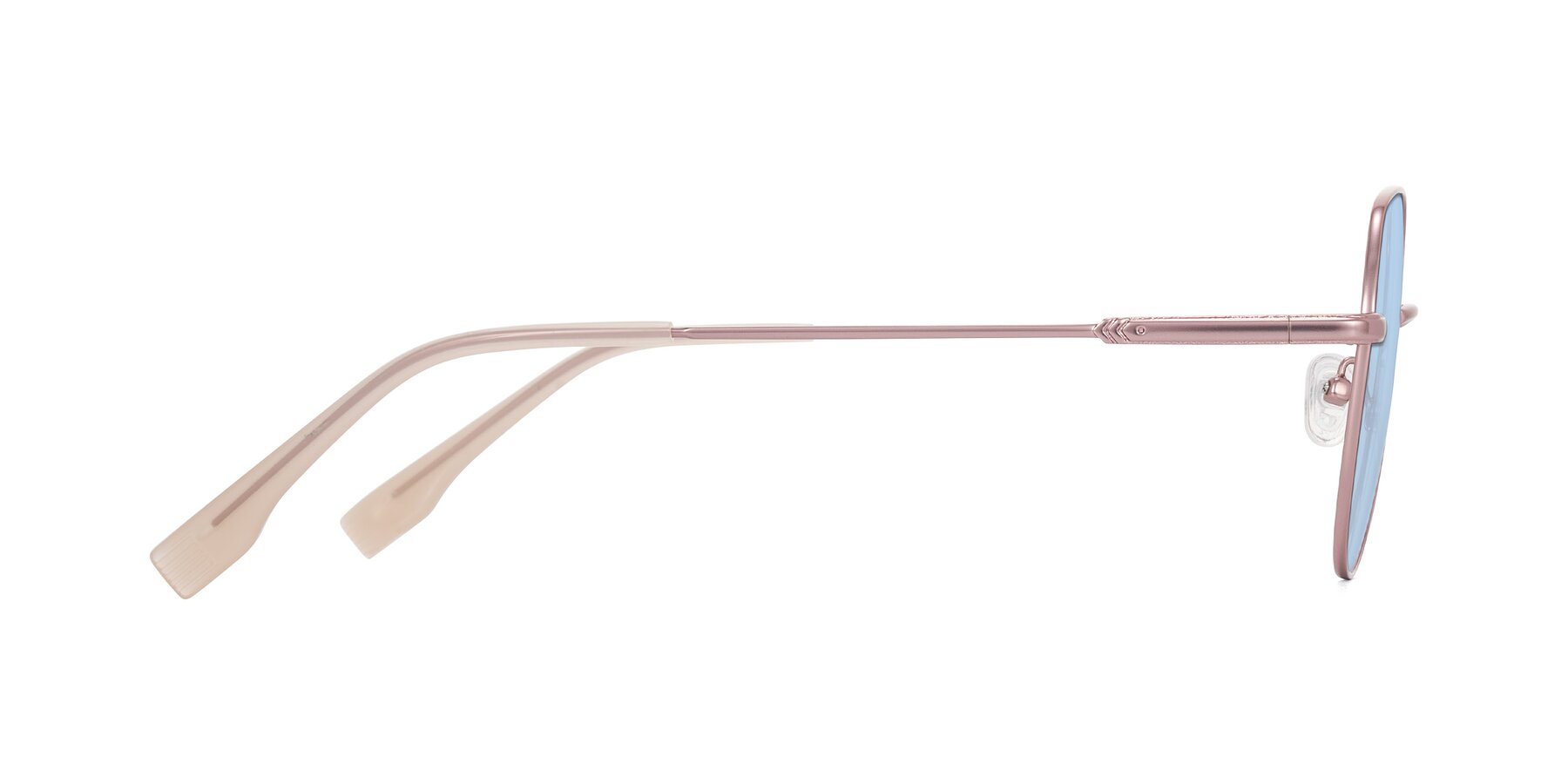 Side of Deva in Rose Gold with Light Blue Tinted Lenses