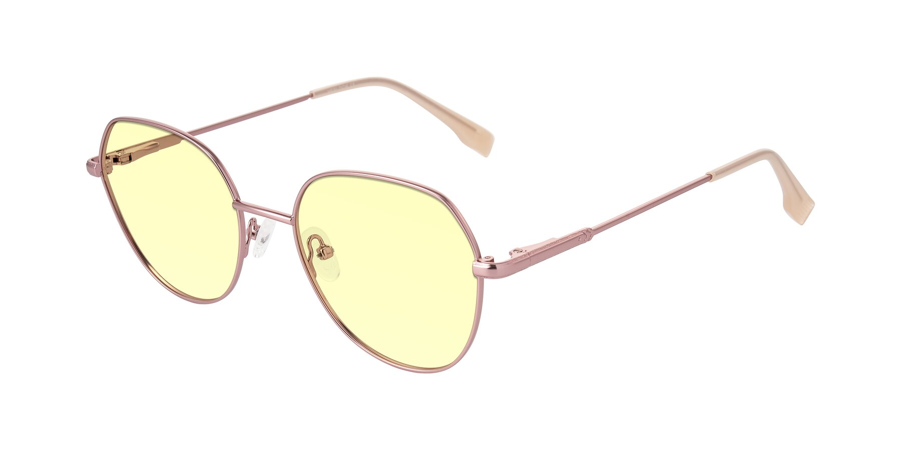 Angle of Deva in Rose Gold with Light Yellow Tinted Lenses