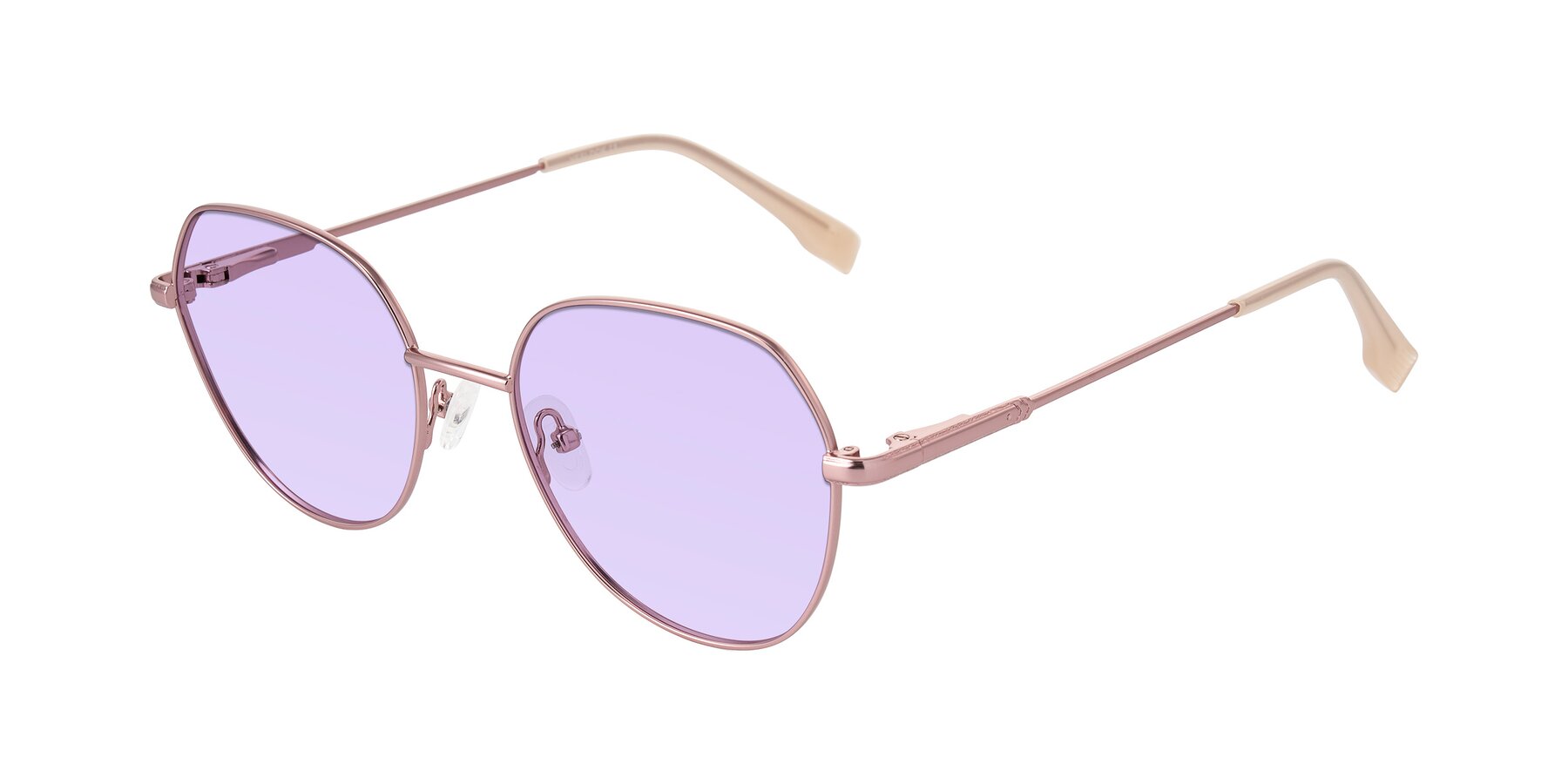 Angle of Deva in Rose Gold with Light Purple Tinted Lenses