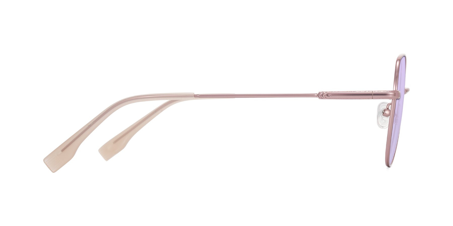 Side of Deva in Rose Gold with Light Purple Tinted Lenses
