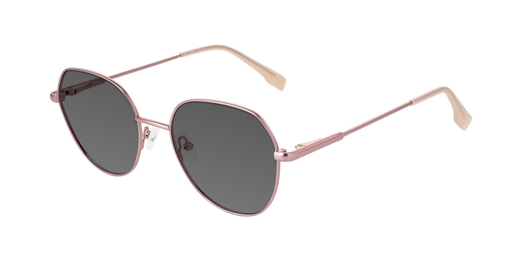 Angle of Deva in Rose Gold with Medium Gray Tinted Lenses