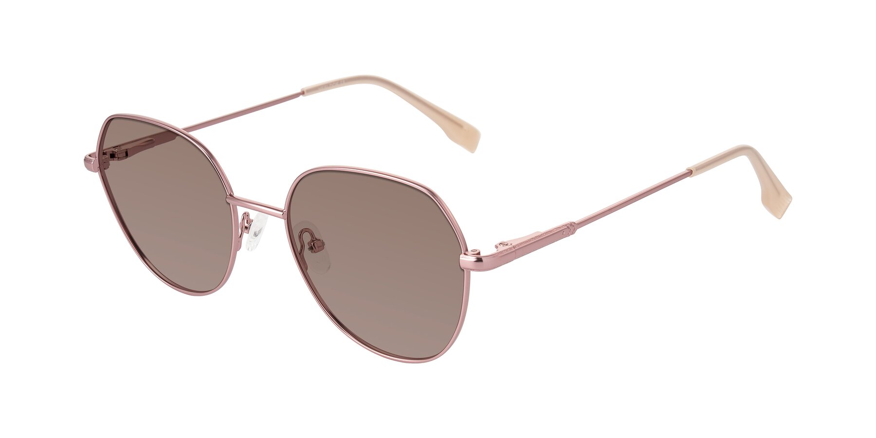 Angle of Deva in Rose Gold with Medium Brown Tinted Lenses