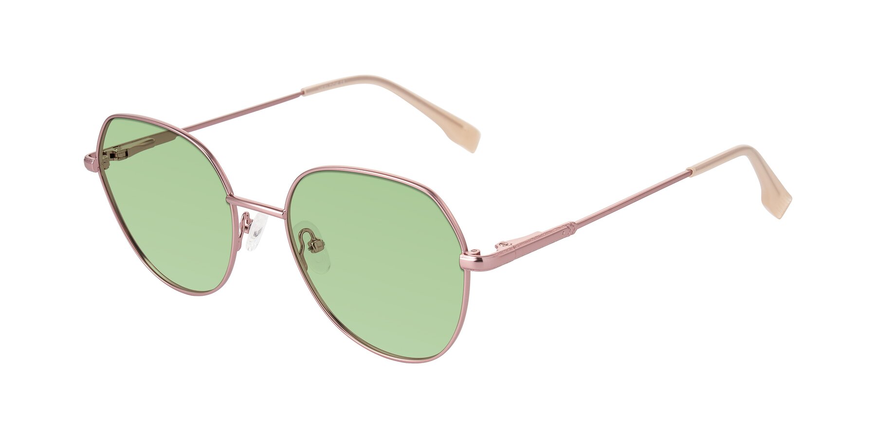 Angle of Deva in Rose Gold with Medium Green Tinted Lenses