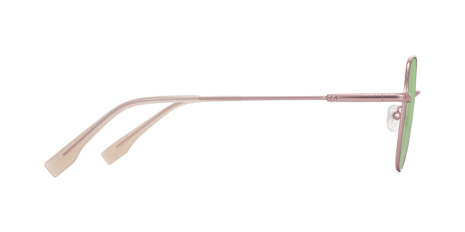 Side of Deva in Rose Gold with Medium Green Tinted Lenses