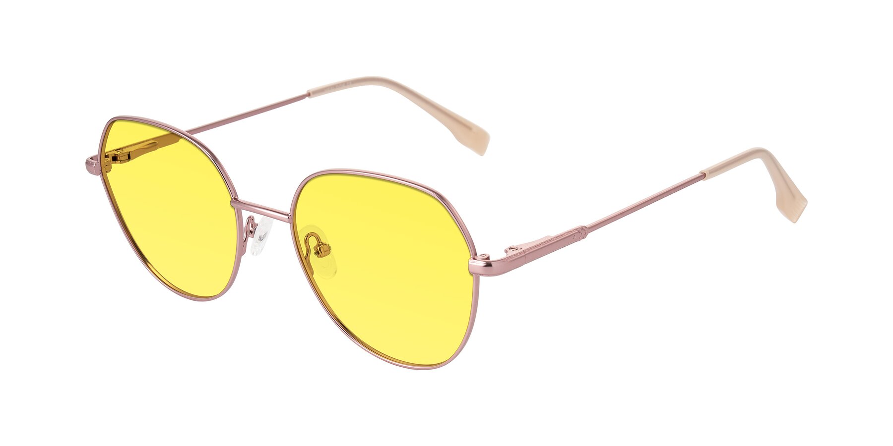 Angle of Deva in Rose Gold with Medium Yellow Tinted Lenses