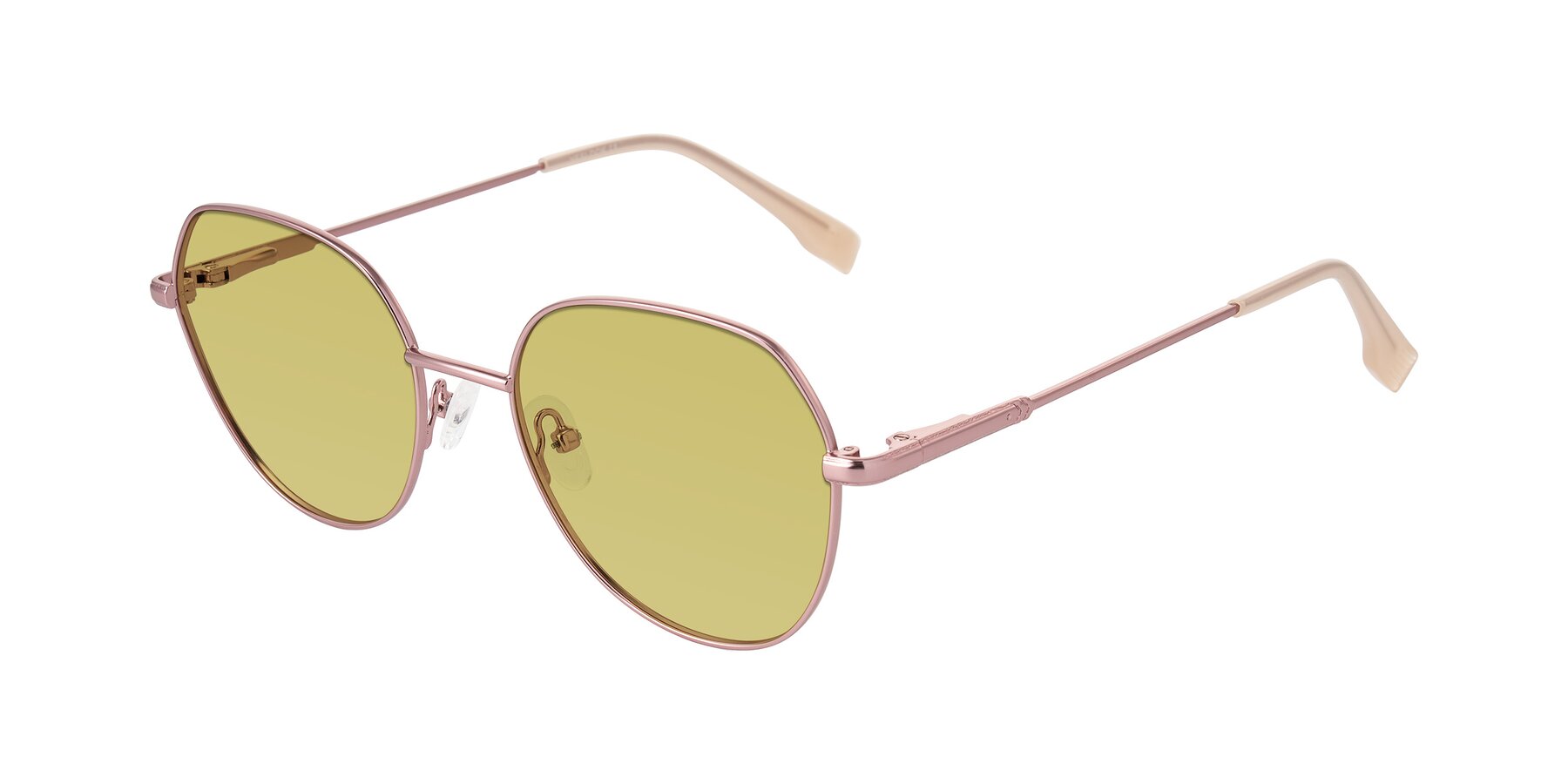 Angle of Deva in Rose Gold with Medium Champagne Tinted Lenses