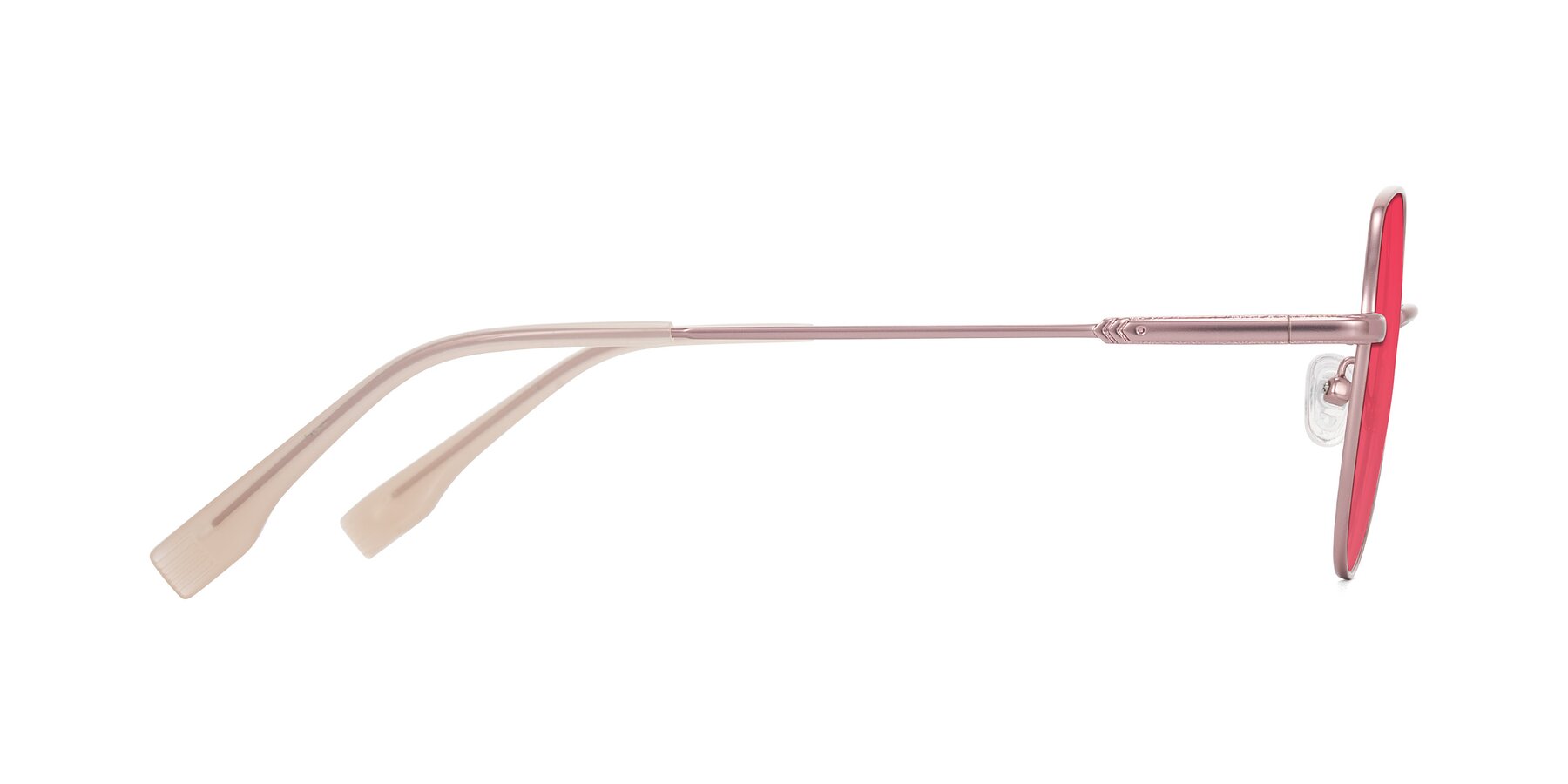 Side of Deva in Rose Gold with Red Tinted Lenses