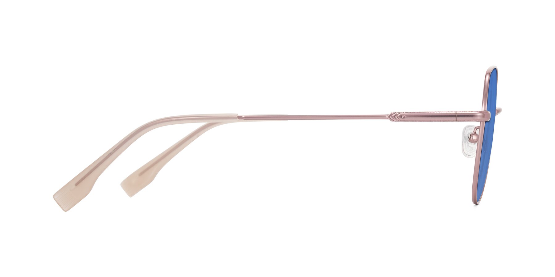 Side of Deva in Rose Gold with Blue Tinted Lenses