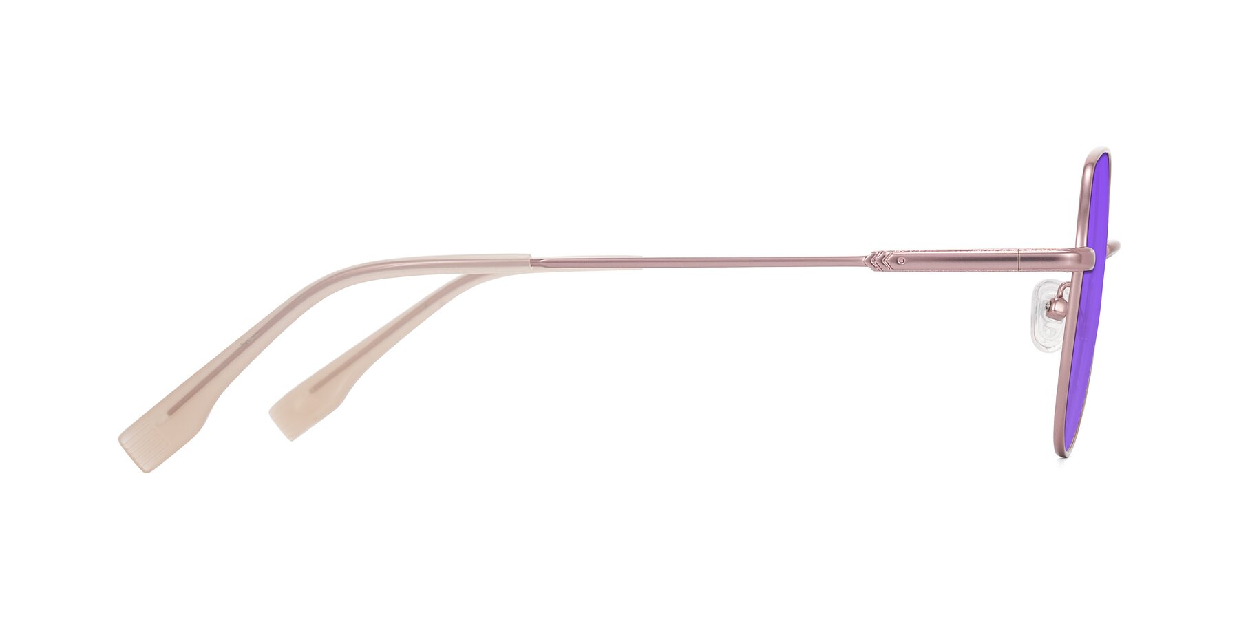 Side of Deva in Rose Gold with Purple Tinted Lenses