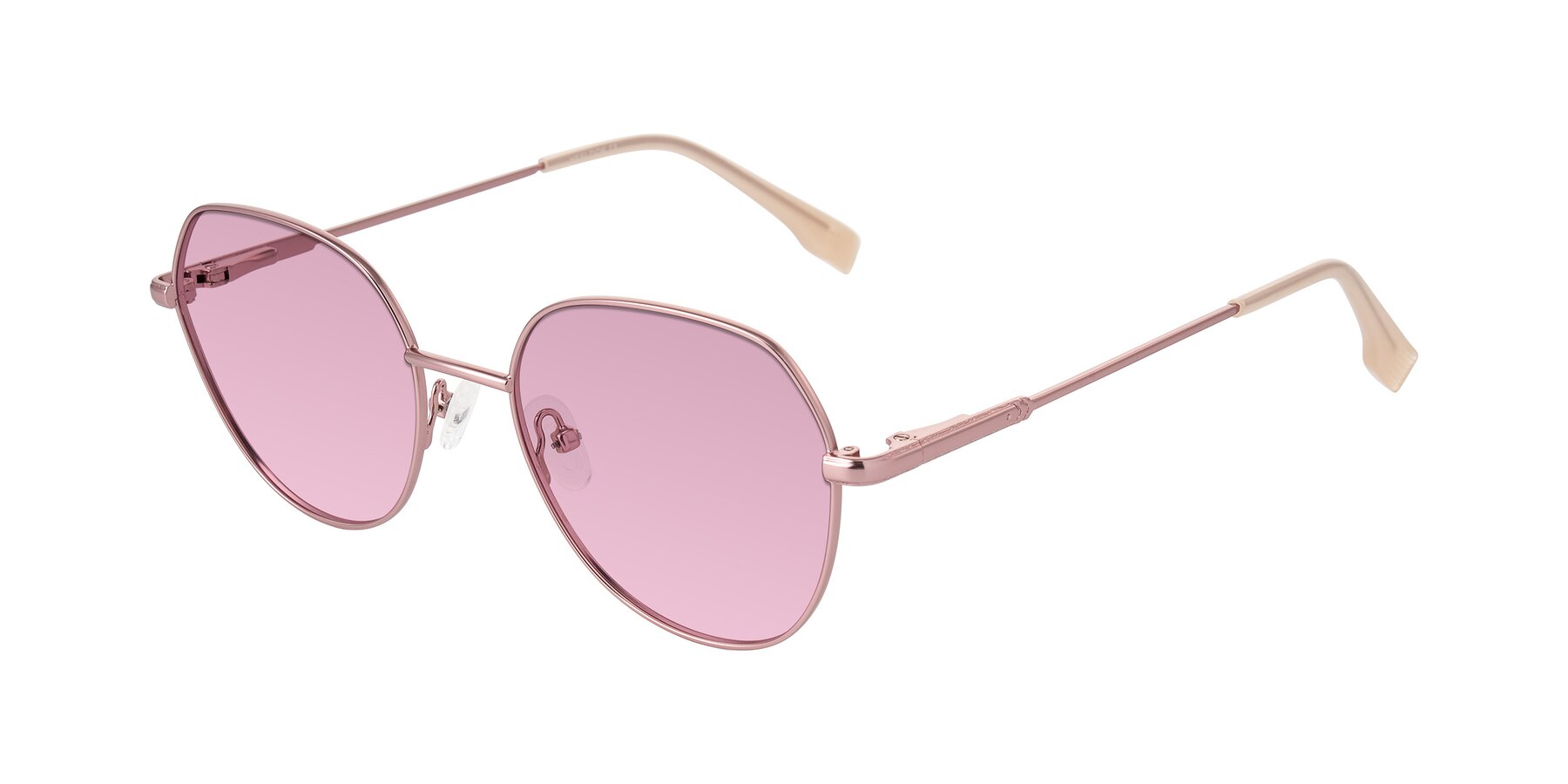 Angle of Deva in Rose Gold with Light Wine Tinted Lenses