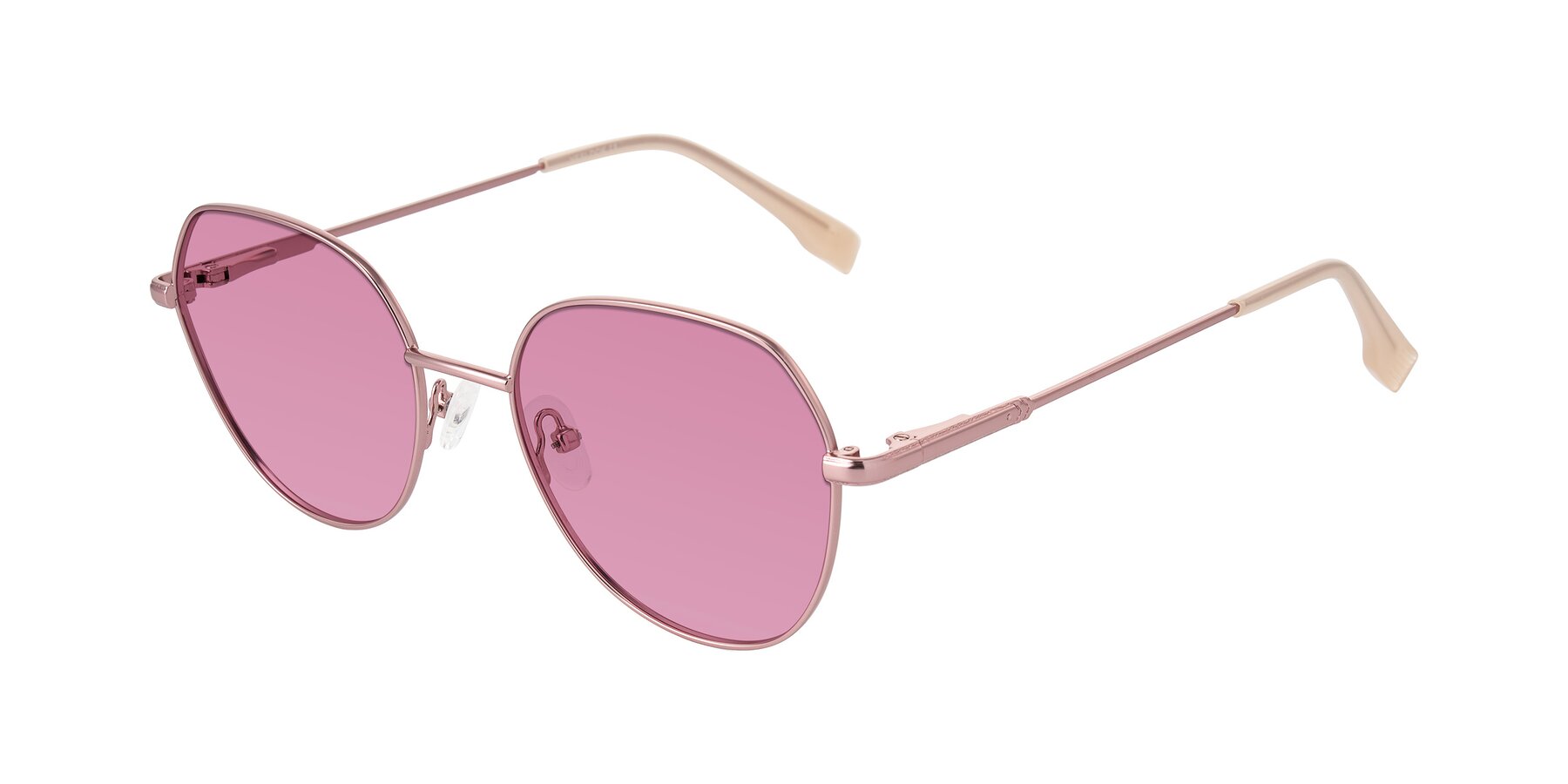 Angle of Deva in Rose Gold with Medium Wine Tinted Lenses