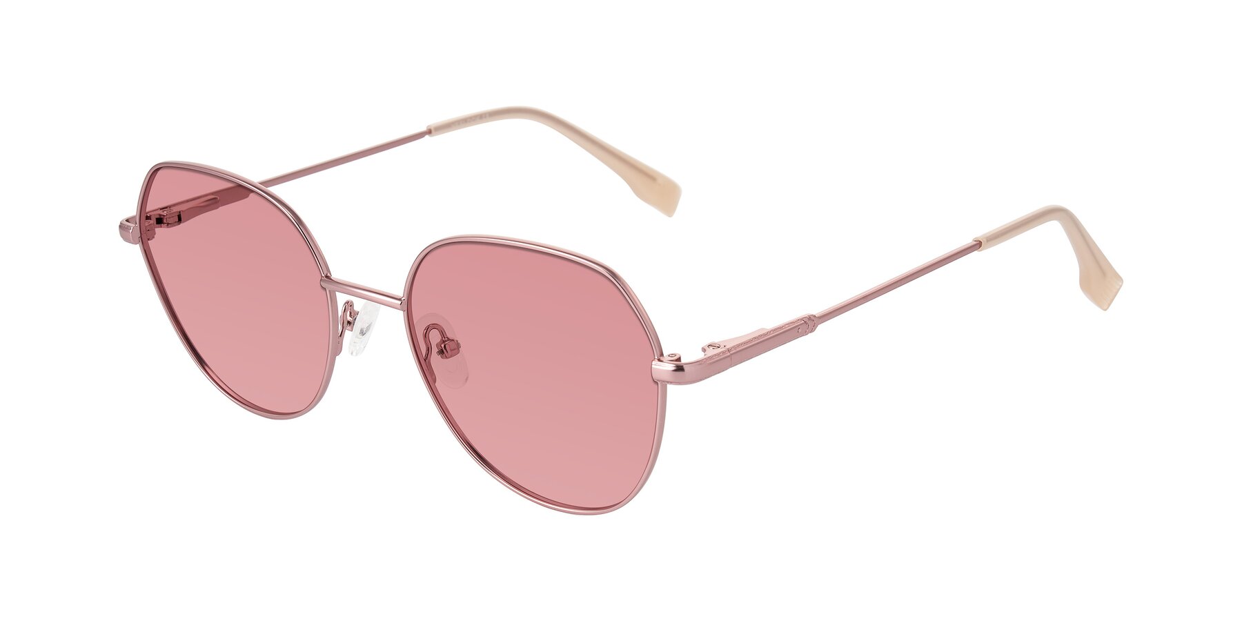 Angle of Deva in Rose Gold with Medium Garnet Tinted Lenses