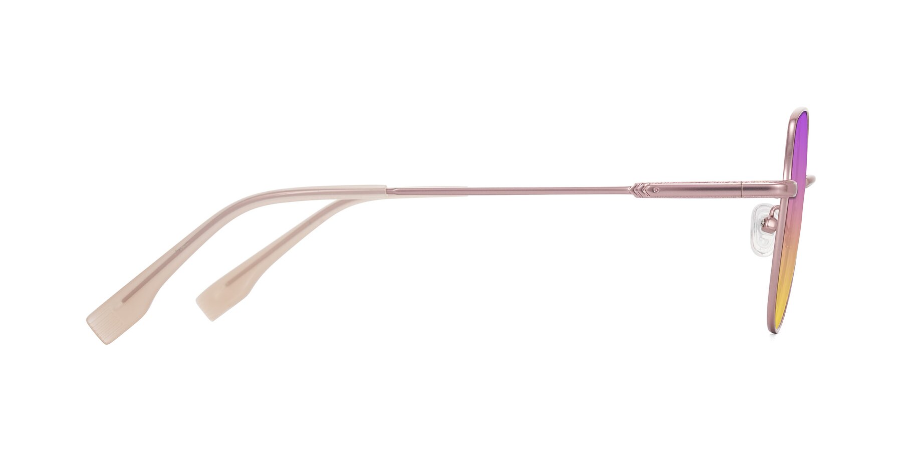 Side of Deva in Rose Gold with Purple / Yellow Gradient Lenses