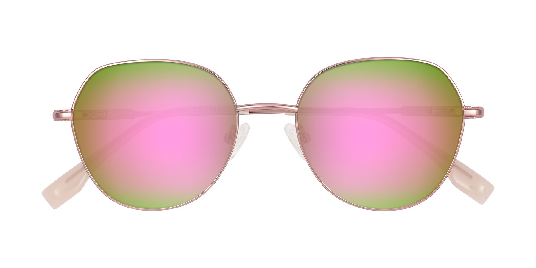Folded Front of Deva in Rose Gold with Pink Mirrored Lenses